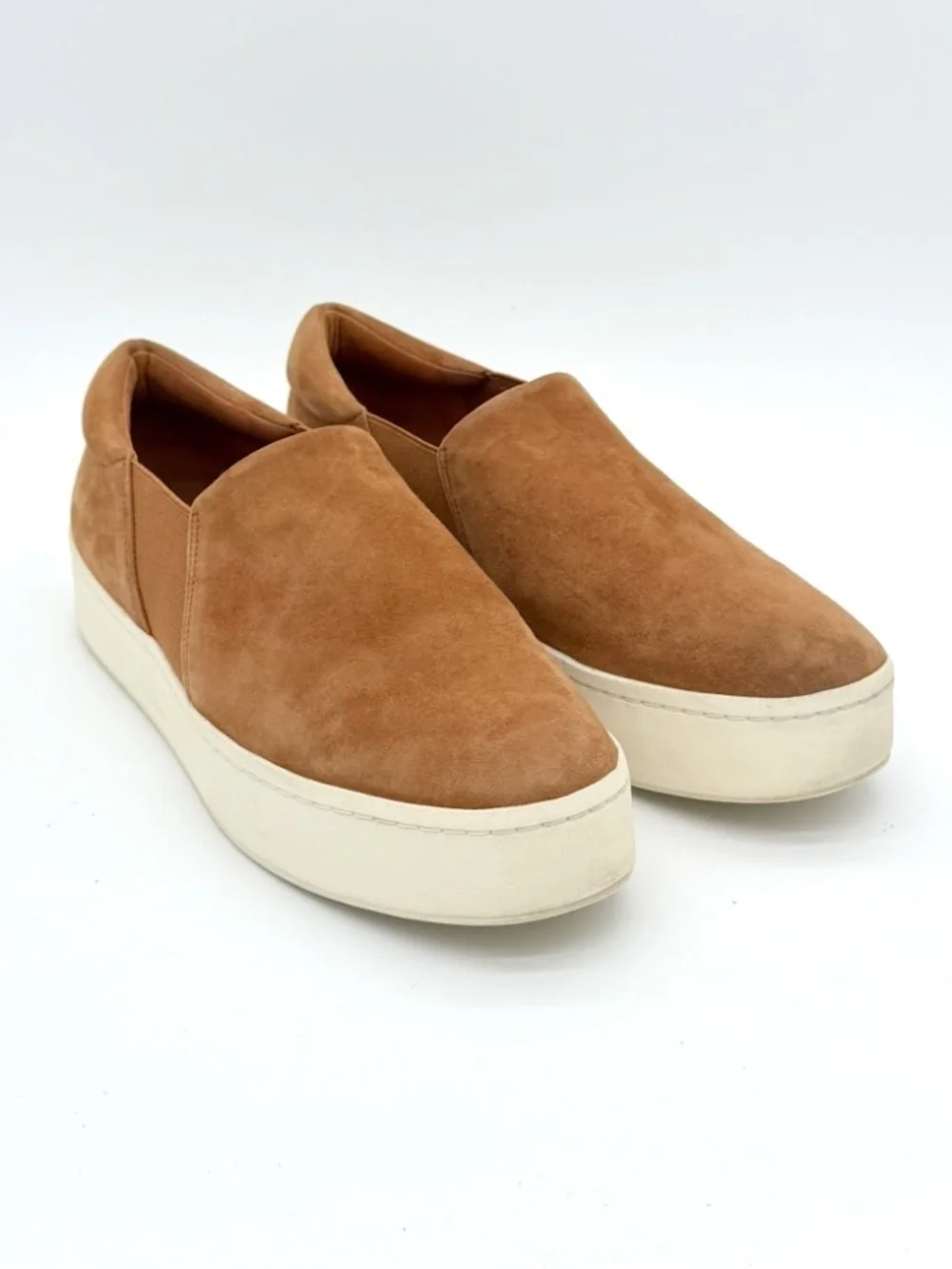 Vince Warren Womens Platform Slip On Sneakers Size 10 Suede Brown Tan Loafers